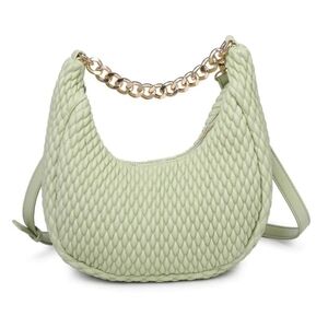Urban Expressions Mint Green Quilted Shoulder Bag with Gold Chain